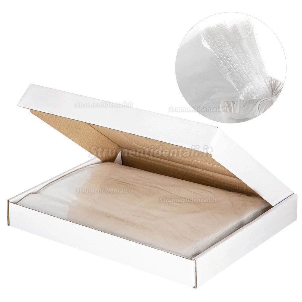 125 pezzi/scatola Copripoltrona dentale monouso in plastica, dimensioni 73,5 cm x 203 cm